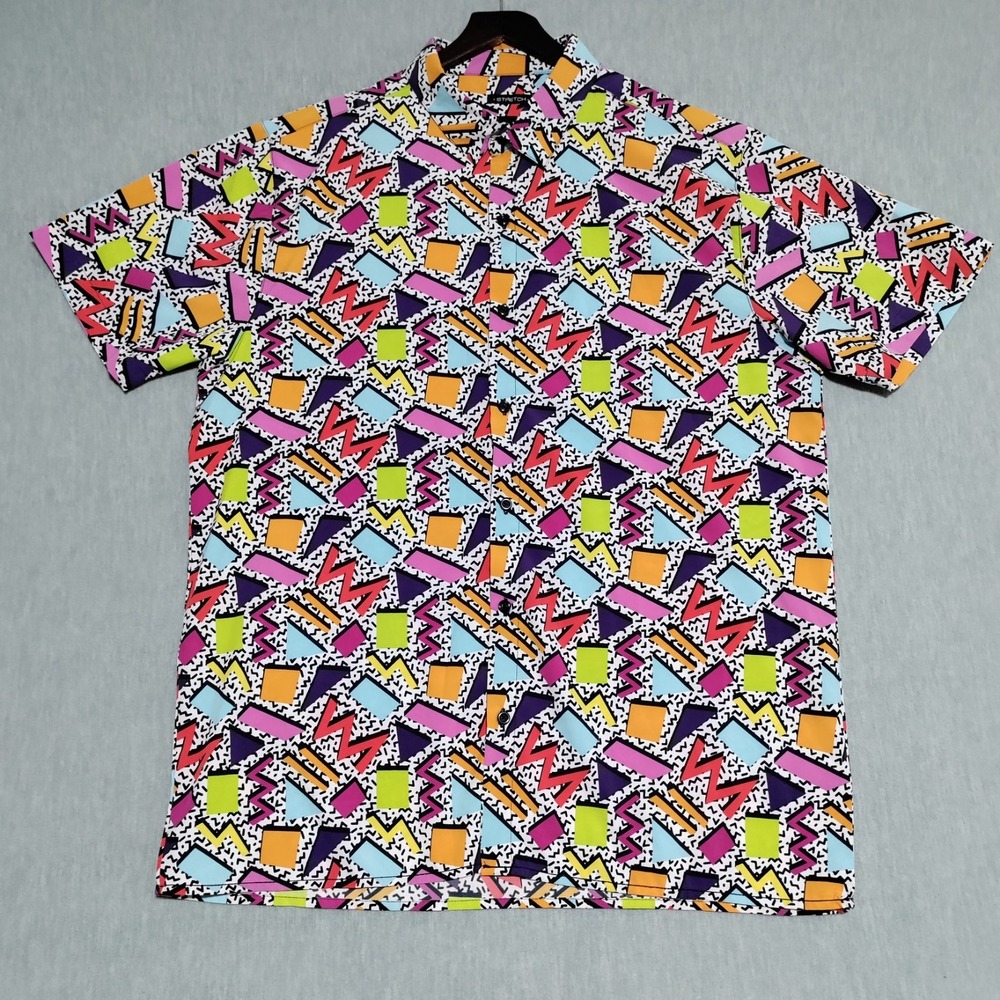 Drill Clothing Company Shirt Mens XL Colorful Stretch Button Up Retro Party Club - Picture 2 of 13